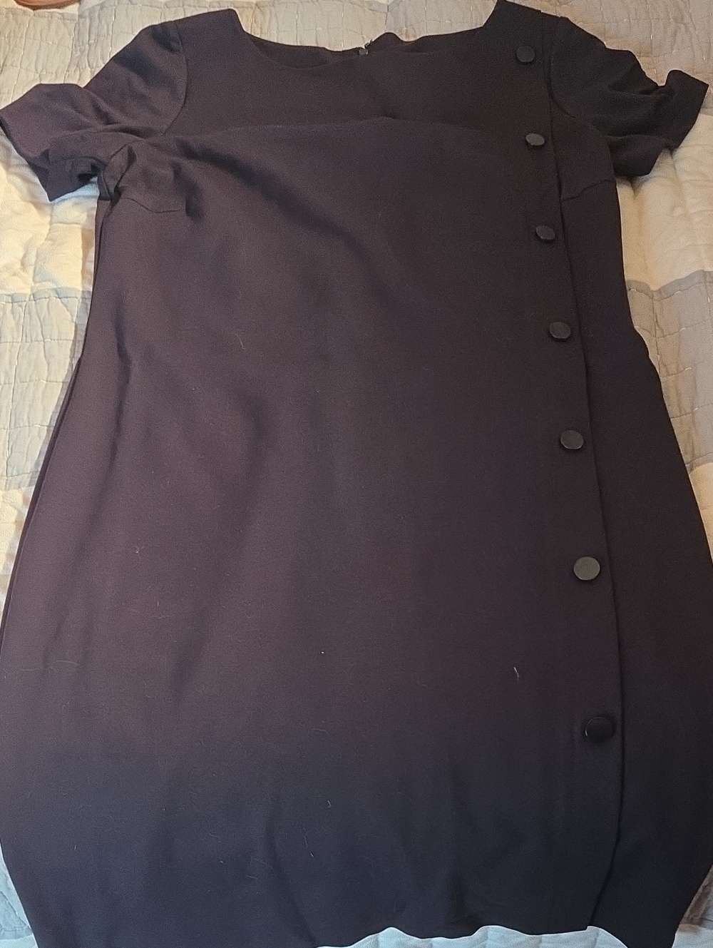 Tory Burch Navy Short-Sleeve Side-Button Dress